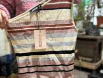 Top tricotat fără m&icirc;neci Missguided cu dungi mărimea M