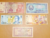 C718-Lot 5 bancnote Romania. 2 RSR si 3 Romania moderna.