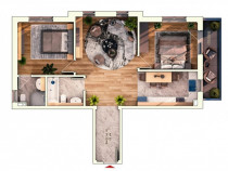 Apartament 3 camere, 70 mp, 6 mp balcon, parcare subterana