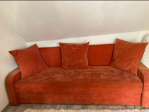 Canapea extensibila portocalie de catifea