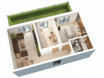 Vanzare Apartament 2 camere 56 mp balcon gradina D-na Stanca