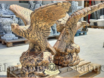 Statuetă vultur pe stâncă, șoim, arămiu patinat, model S35.