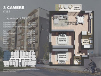 Apartament 3 Camere Sector 4 Grand Arena 75Mp