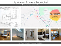 Apartament 3 camere 73mp, proprietar Bucium