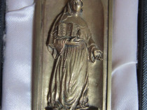 Cadou rar Sf.María Soledad placheta sculptura bronz colectie 1960