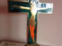 Cadou unic Ierusalim Cruce Crucifix ralama aurita,email verde smarald