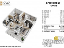 Apartament 3 camere 70.85mp, zona centrală Bistrița - KAYA Residence