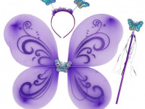 Accesorii copii Aripi Fluture Purple THK®, bagheta magica, coronita