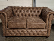 Canapea Chesterfield Brighton,2 locuri, Soft Letaher Yachy brown