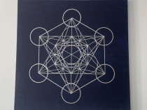 Tablou pictat manual cu simbolul Cubul lui Metatron 60X60cm