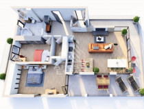 Apartament cu 3 camere, terasa 14 mp, bloc nou, zona Giro...