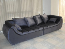 Canapea extensibilă 4 locuri Party, cu ladă, gri antracit