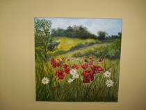 "Taina florilor de camp", tablou-pictura in ulei,panza