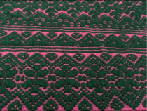 Cuvertura lana,tesuta manual,verde-roz,222x128cm