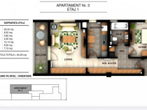 Apartament 2 camere, 64.29 mp, in ansamblu rezidential, zona