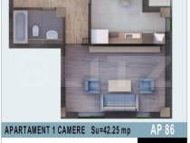 Apartament de 1 camera 42mp utili, bloc nou, Calea Moldovei
