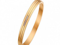 Bratara Bangle 6mm, 19 cm, placata cu aur 18K, Unisex, Auriu, Argintiu