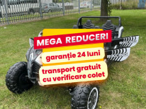 UTV Electric Copii 4-9 Ani Racing 600W 4x4, 4 Locuri, Roti Moi Alb