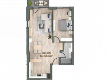 Apartament 2 camere, 58mp, etaj intermediar, bloc Premium, z