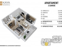 Apartament 2 camere 60.15mp, zona centrală Bistrița - KAYA Residence