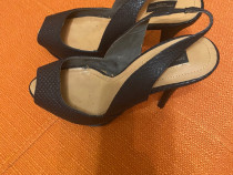 Sandale evenimente piele negre,Zara