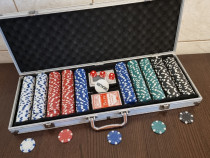 Set joc de POKER cu 500 cipsuri jetoane