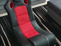 Scaun gaming balansoar muzical, negru și roșu, piele