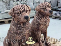 Statuetă câine rottweiler, arămiu patinat, model S12.