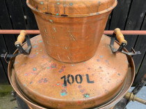 Vand urgent cazan de tuica 100 de litri din cupru cu racitor
