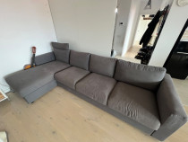 Canapea 4 locuri cu gezlong, Hallarp gri