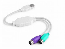 Adaptor USB - PS2, cu doua iesiri pentru tastatura si mouse PS 2
