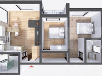 Apartament 3 camere, 71 mp, decomandat Zona 22 Decembrie 198