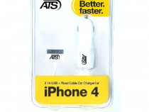 Incarcator auto ATS dual USB iPhone 4/4s / 5.0V , 2A