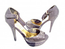 Pantofi negri pentru dama, 39, tocuri de 14 cm