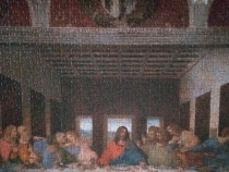 Tablou executat din puzzle - cina cea de taină - după Vinci