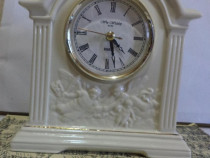 Ceas de șemineu vintage WM Widdop, carcasă ceramică glazurat