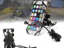 Suport telefon/smartphone Moto/Scuter/Bicicleta Port USB 2A