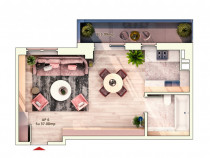 Apartament 1 camera, 37 mp, balcon , cartier Marasti