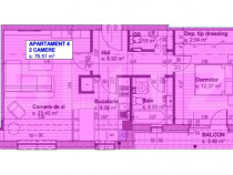 Apartament Nou, 63 mp utili, 2 camere decomandat Bloc Rezide