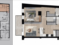 Apartament exclusivist, 64 mp, 2 băi, bloc nou – Zona D