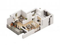Apartament cu 1,5 camere în zona Confecții