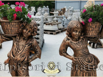 Statuete copii cu coșulețe, arămiu antichizat, model J3,J4.