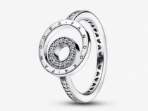 Inel pave cu cercuri cu logoul Pandora Signature