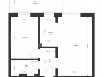 Apartament 2 camere, 43 mp utili+ 10 mp grădină, zona Ghir