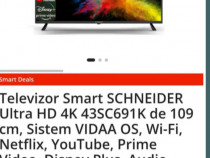 Smart TV Schneider 4k 109 cm, garanție 2 ani