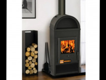 Sobă șemineu pe lemne,neagră,9kw.