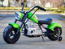 Motocicleta Kinderauto Old School, 300W, 24V, cu roti gonflabile Green