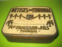 Betises de Turnai cutie bomboane veche metal Franta 1930