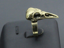 Inel craniu corb/cioara raven-unisex auriu bronz -punk gotic