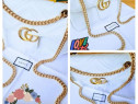 Genti Gucci Marmont alb imaculat logo metalic auriu, Italia